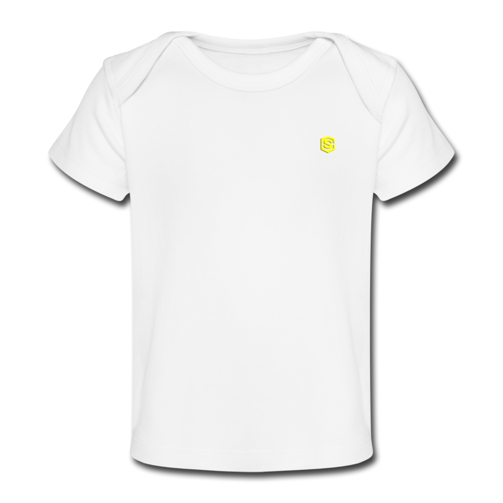 Organic Baby T-Shirt WITH YELLOW LOGO - white