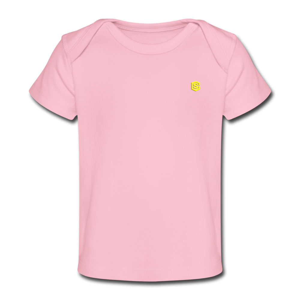 Organic Baby T-Shirt WITH YELLOW LOGO - light pink