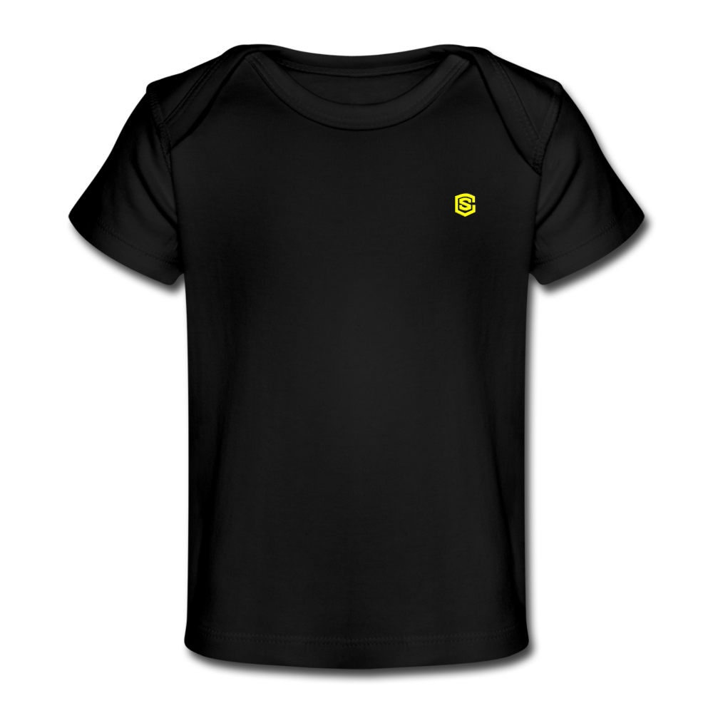 Organic Baby T-Shirt WITH YELLOW LOGO - black