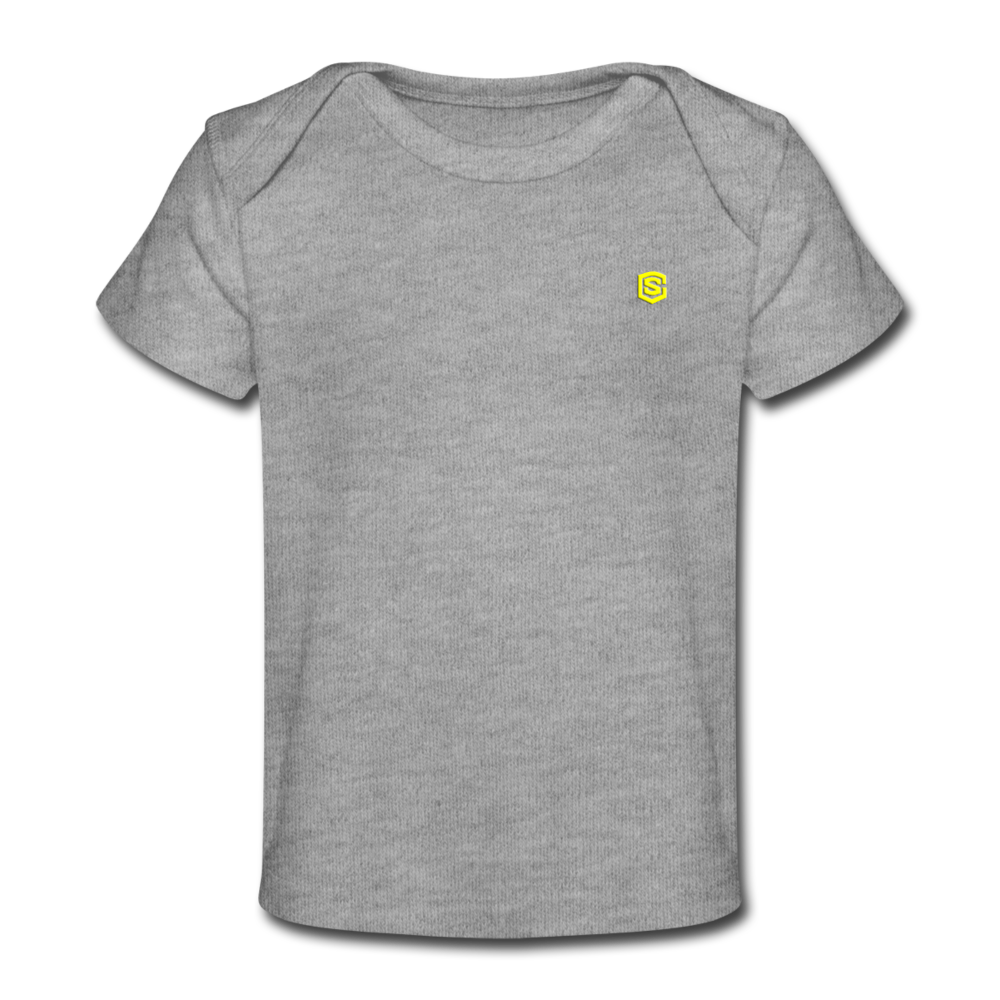 Organic Baby T-Shirt WITH YELLOW LOGO - heather gray