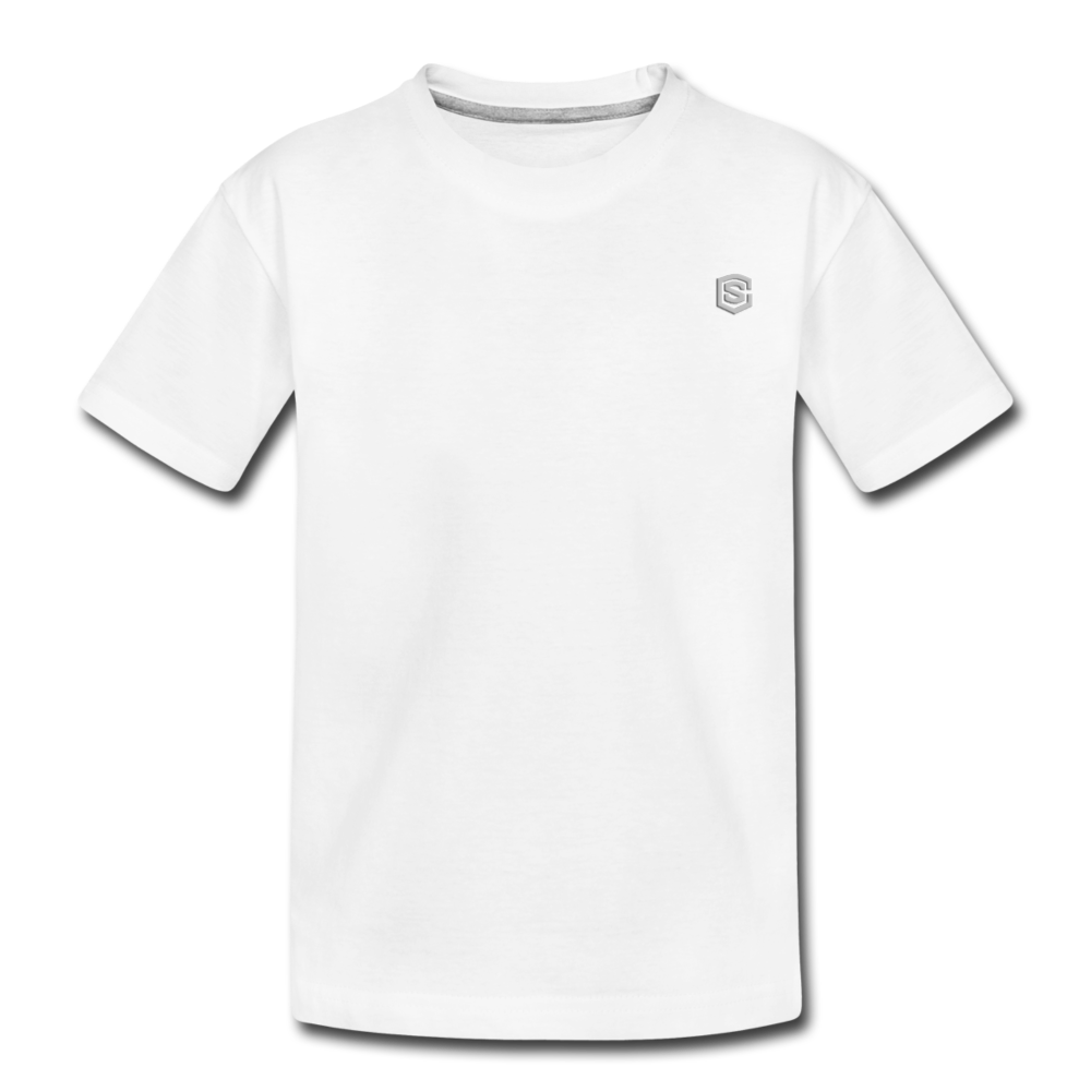 Toddler Premium Organic T-Shirt WITH SILIVER LOGO - white