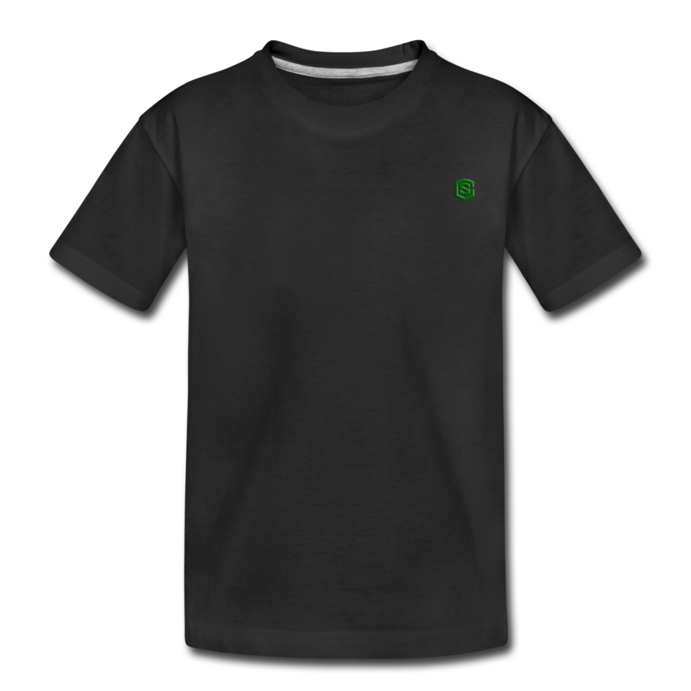 Toddler Premium Organic T-Shirt WITH GREEN LOGO - black
