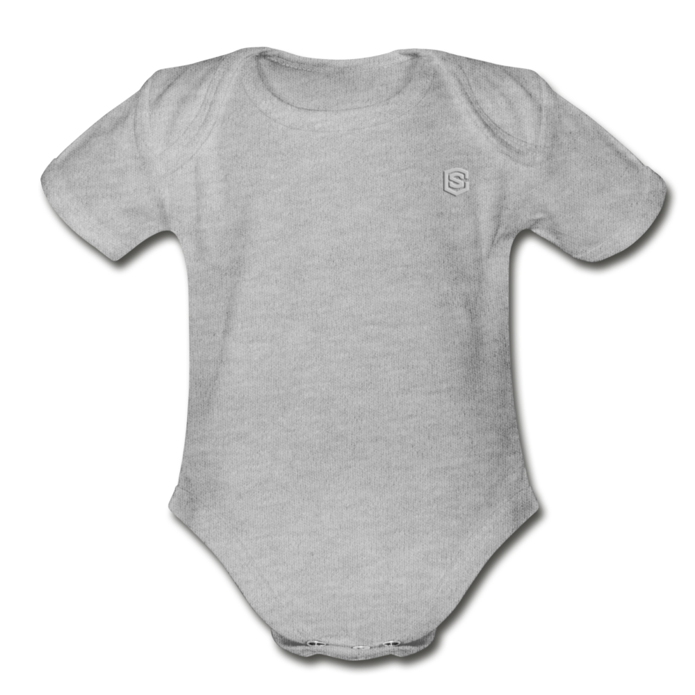 Organic Short Sleeve Baby Bodysuit WITH SILIVER LOGO - heather gray