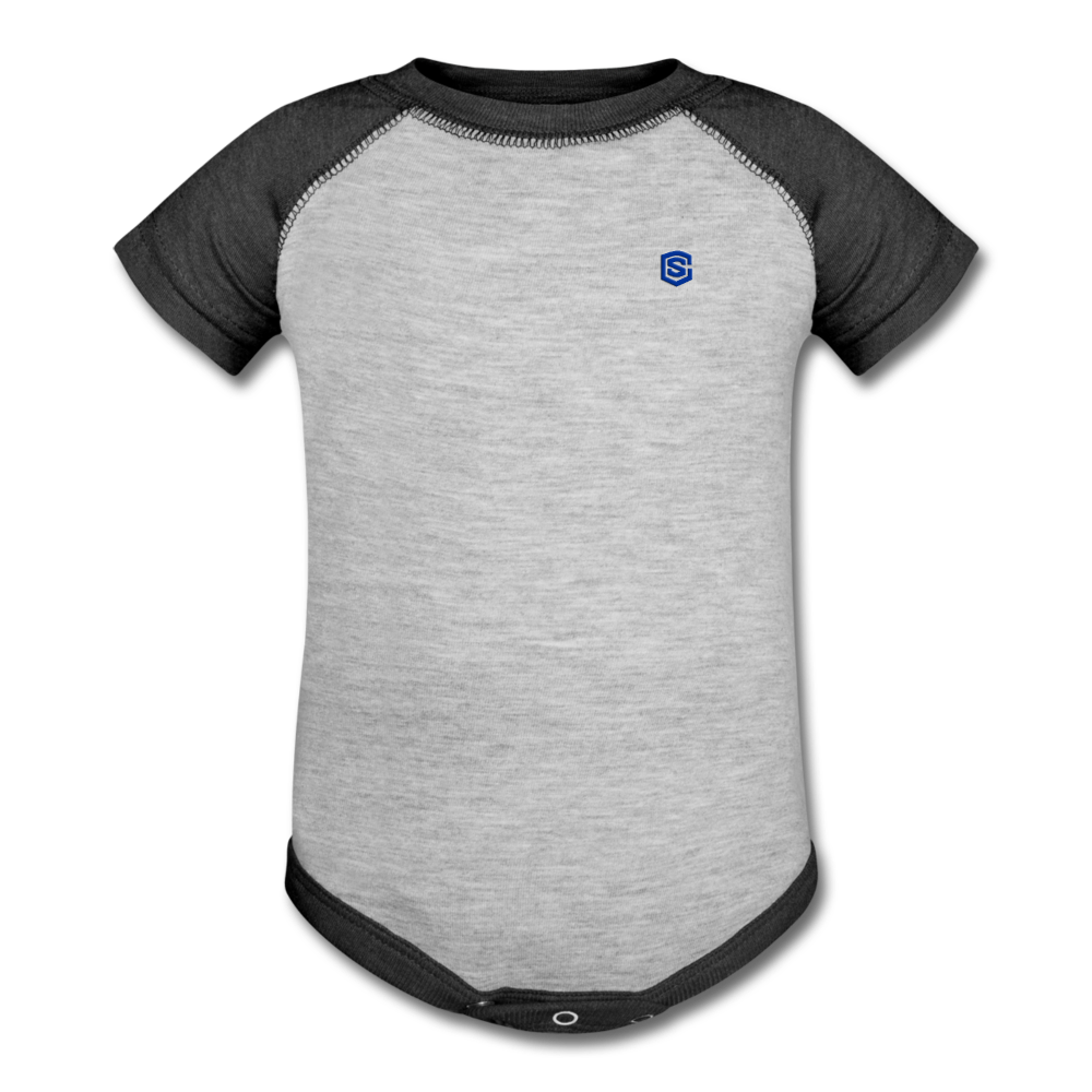 Baseball Baby Bodysuit WITH BLUE LOGO - heather gray/charcoal