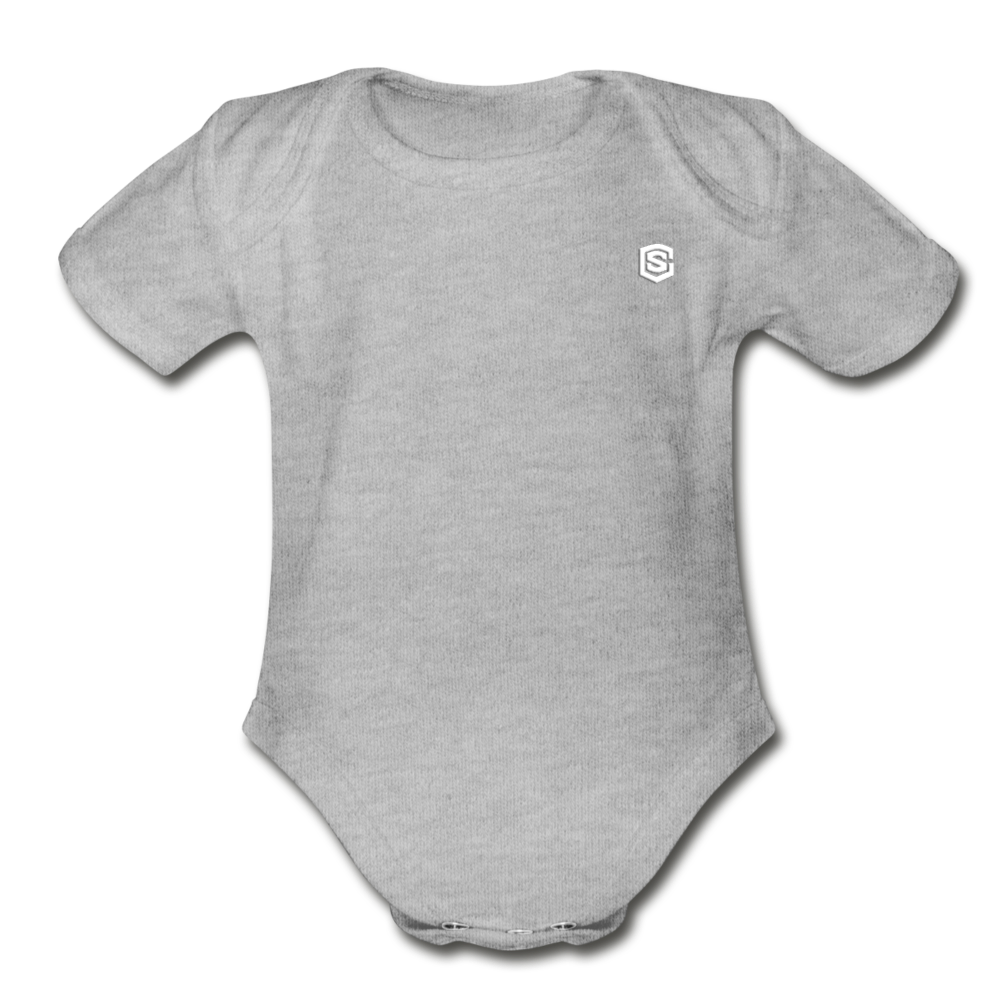Organic Short Sleeve Baby Bodysuit WITH WHITE LOGO - heather gray