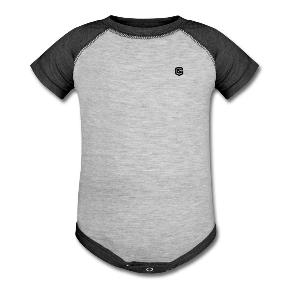 Baseball Baby Bodysuit WITH BLACK LOGO - heather gray/charcoal