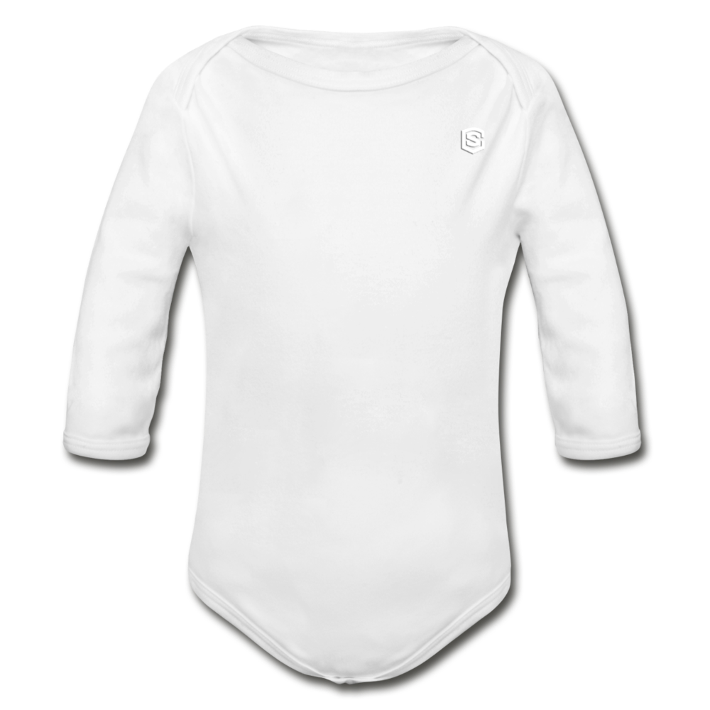 Organic Long Sleeve Baby Bodysuit WITH WHITE LOGO - white