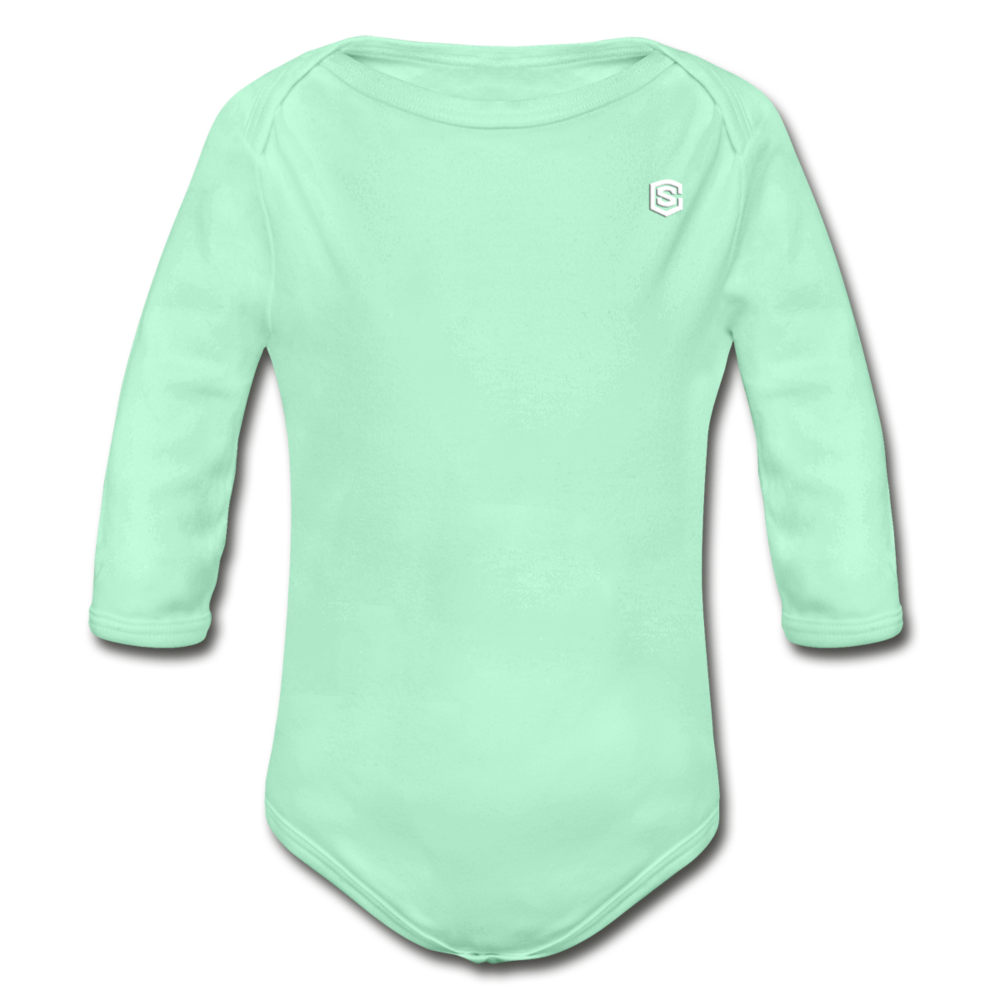 Organic Long Sleeve Baby Bodysuit WITH WHITE LOGO - light mint