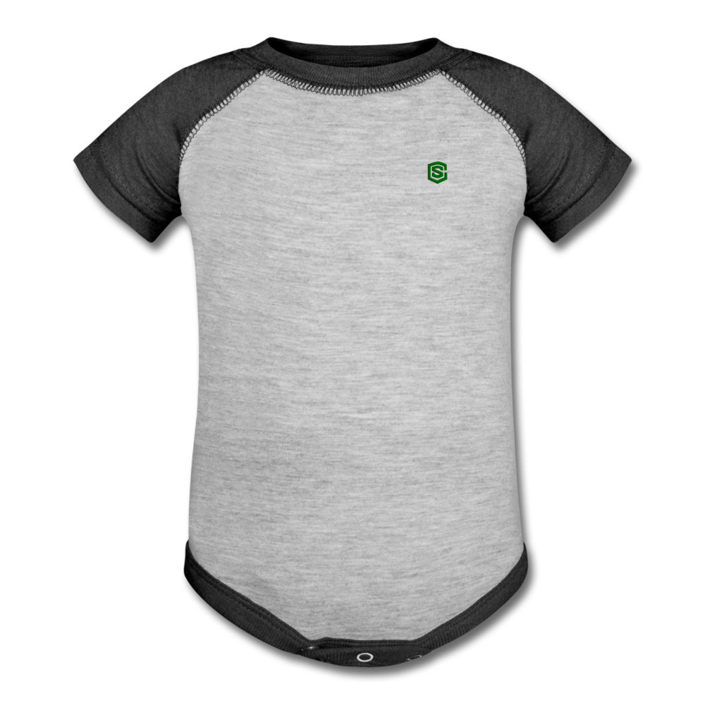 Baseball Baby Bodysuit WITH GREEN LOGO - heather gray/charcoal