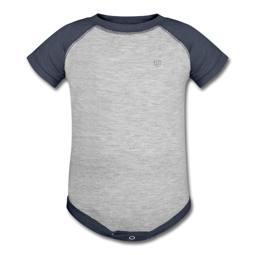 Baseball Baby Bodysuit WITH SILIVER LOGO - heather gray/navy