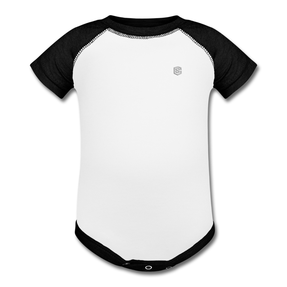Baseball Baby Bodysuit WITH SILIVER LOGO - white/black