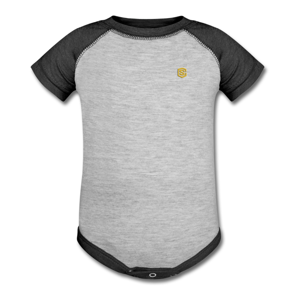 Baseball Baby Bodysuit WITH GOLD LOGO - heather gray/charcoal