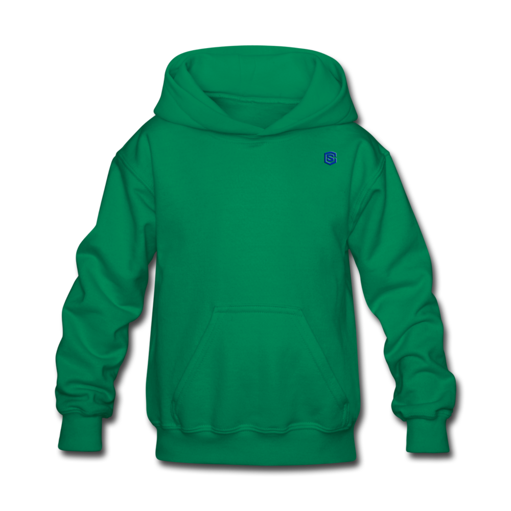 Kids' Hoodie WITH BLUE LOGO - kelly green