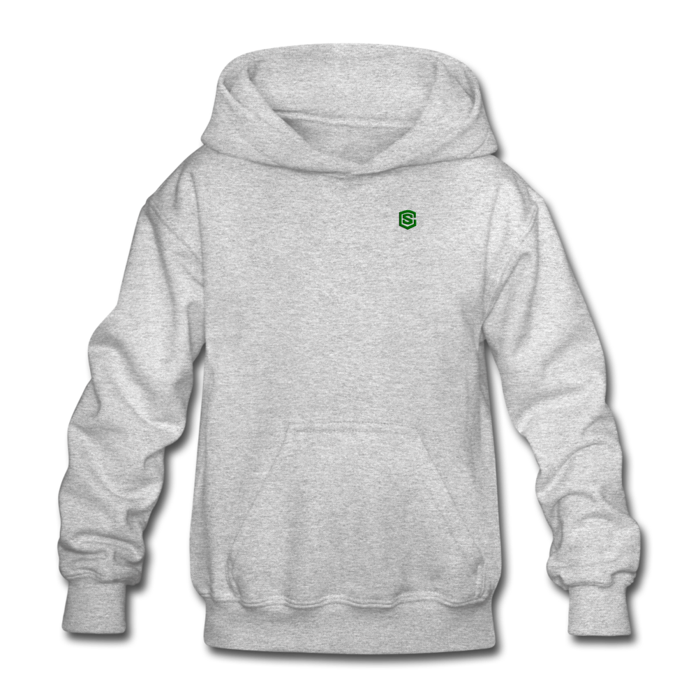 Gildan Heavy Blend Youth Hoodie  WITH  GREEN  LOGO - heather gray