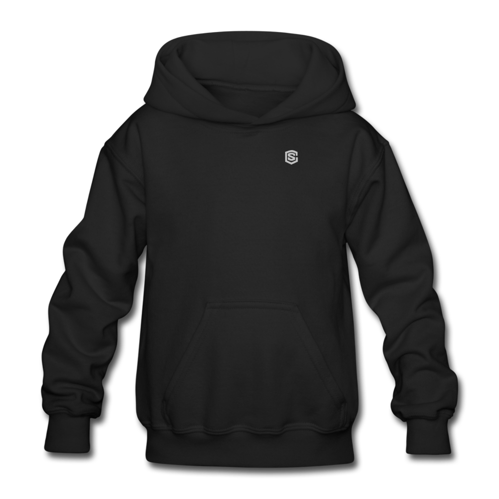 Gildan Heavy Blend Youth Hoodie WITH SILIVER LOGO - black