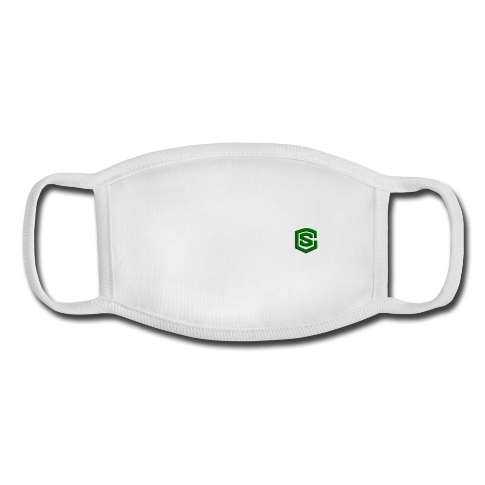 Youth Face Mask WITH GREEN LOGO - white/white