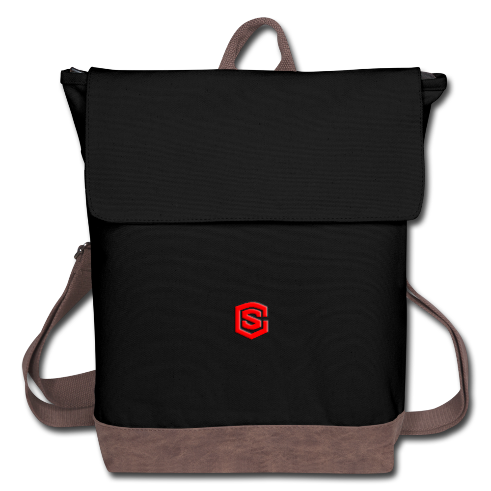 Canvas Backpack WITH RED LOGO - black/brown