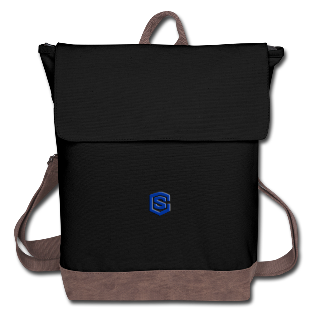 Canvas Backpack WITH BLUE LOGO - black/brown