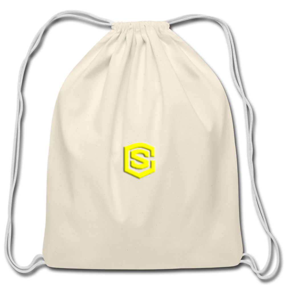 Cotton Drawstring Bag WITH  YELLOW LOGO - natural
