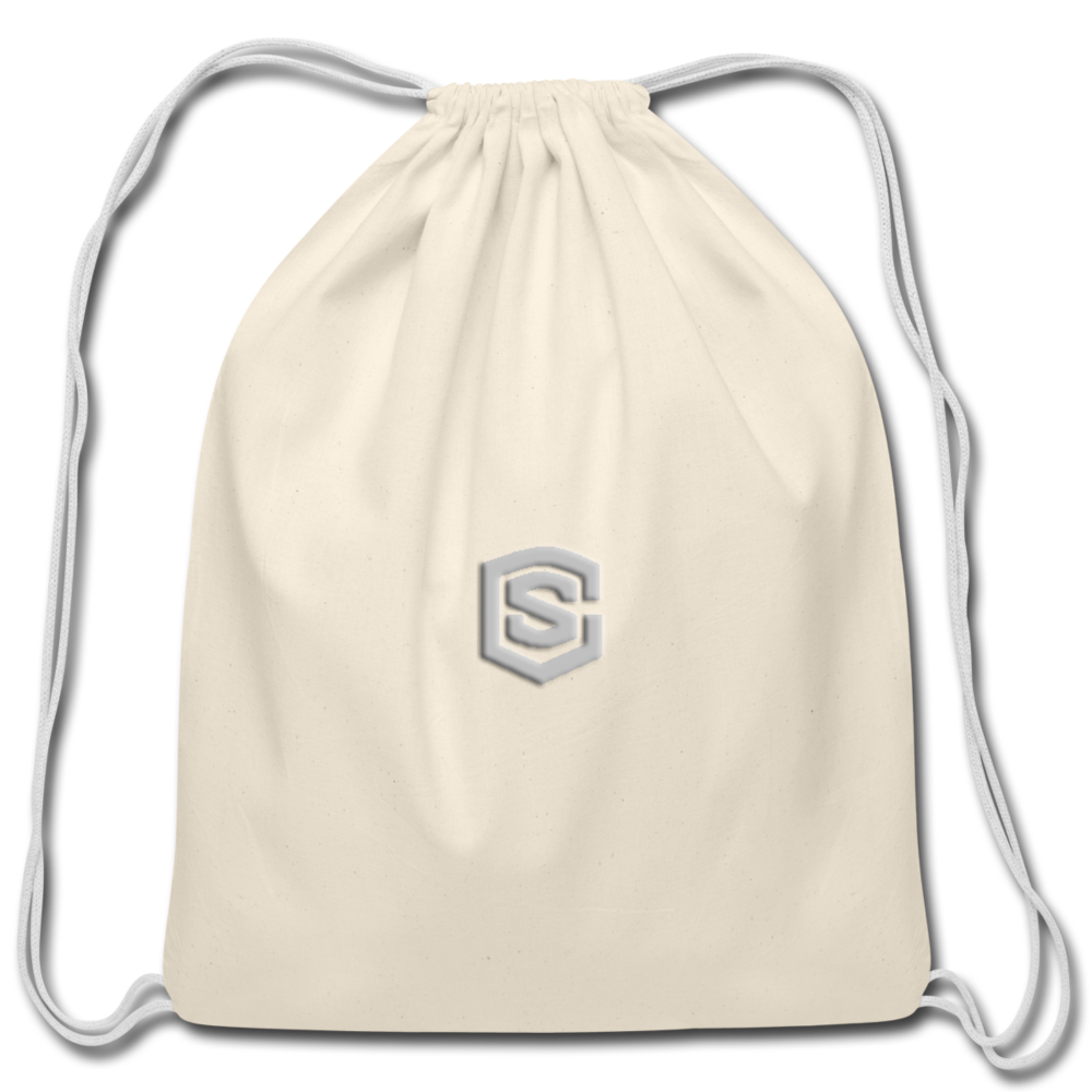 Cotton Drawstring Bag WITH SILIVER LOGO - natural