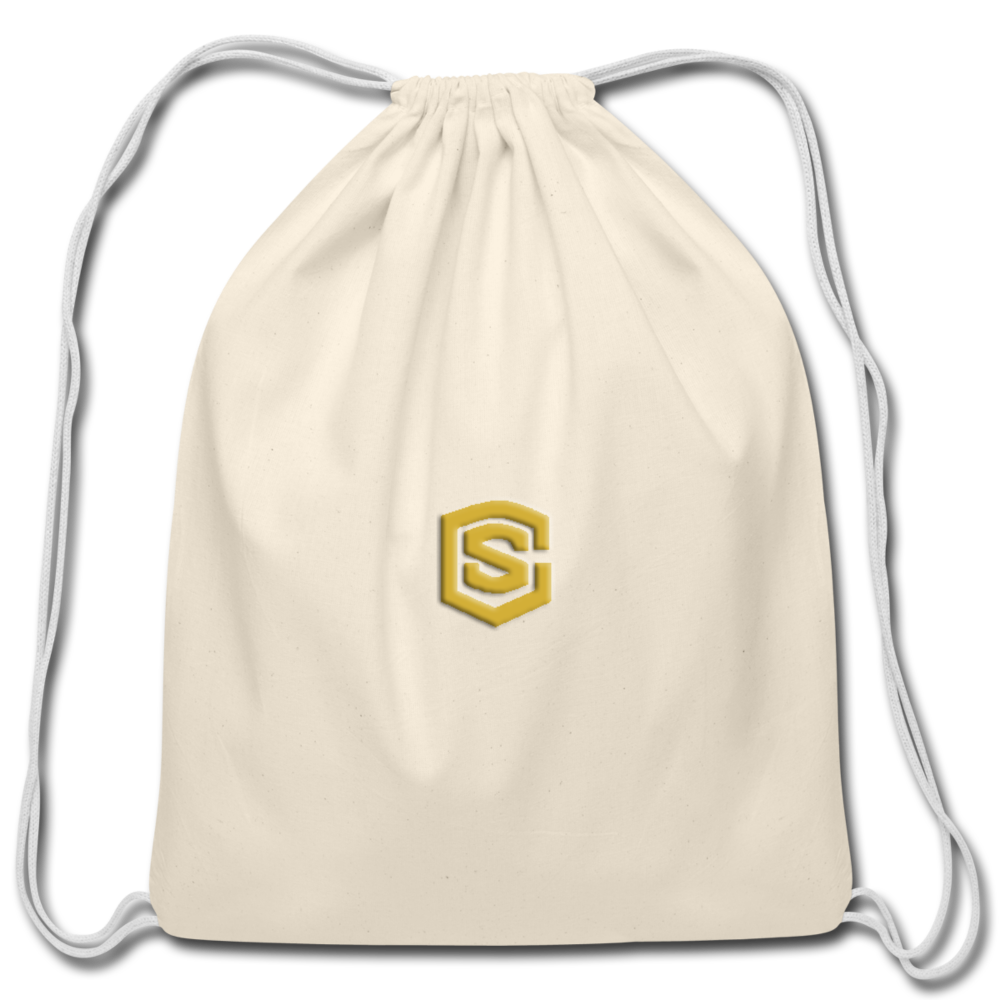 Cotton Drawstring Bag WITH GOLD LOGO - natural
