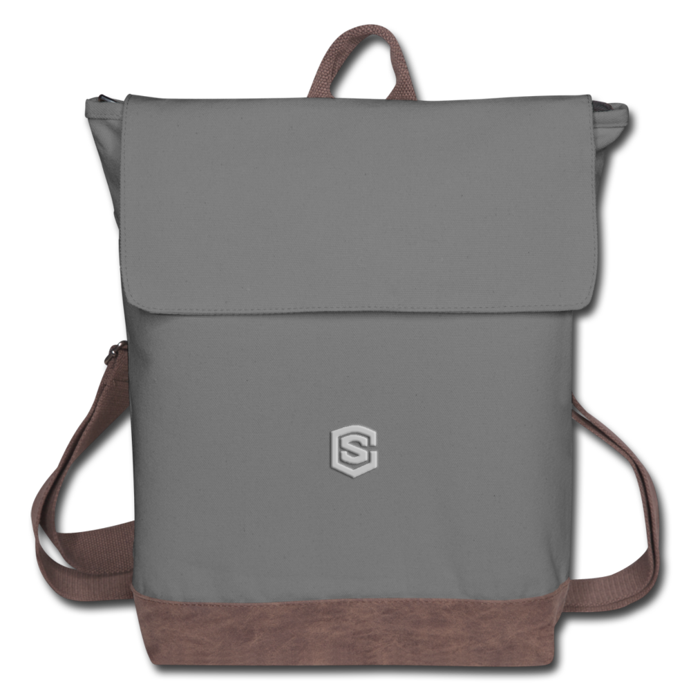 Canvas Backpack WITH SILIVER LOGO - gray/brown