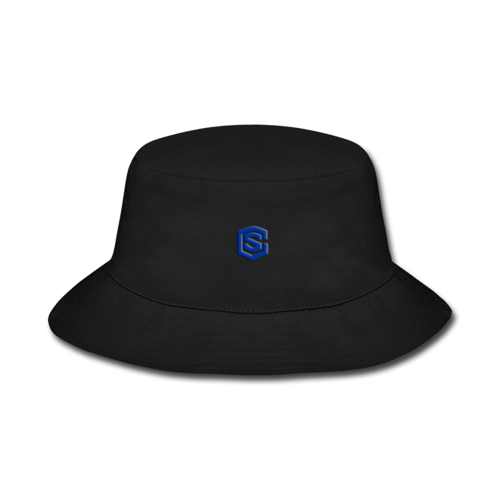 Bucket Hat WITH BLUE LOGO - black