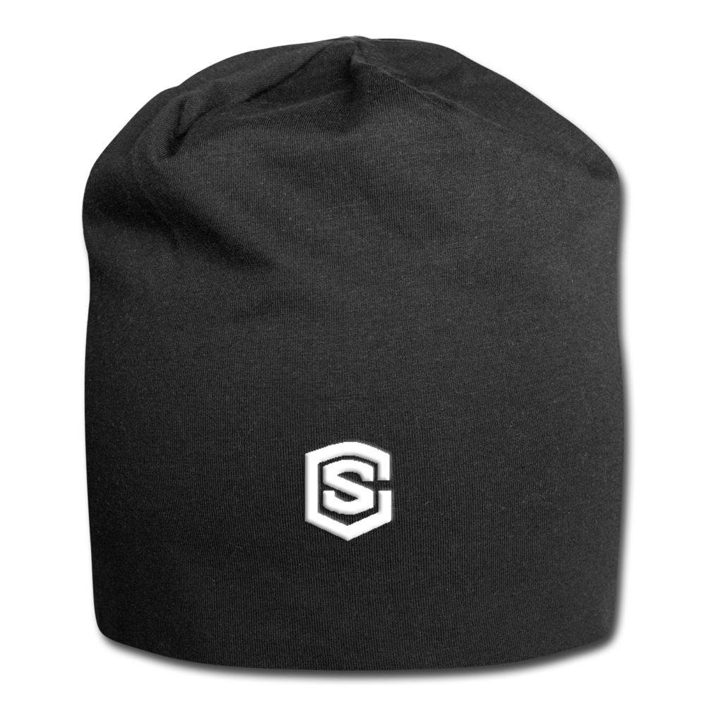 Jersey Beanie WITH WHITE LOGO - black