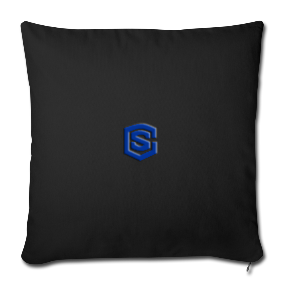 Throw Pillow Cover 18” x 18” WITH BLUE LOGO - black