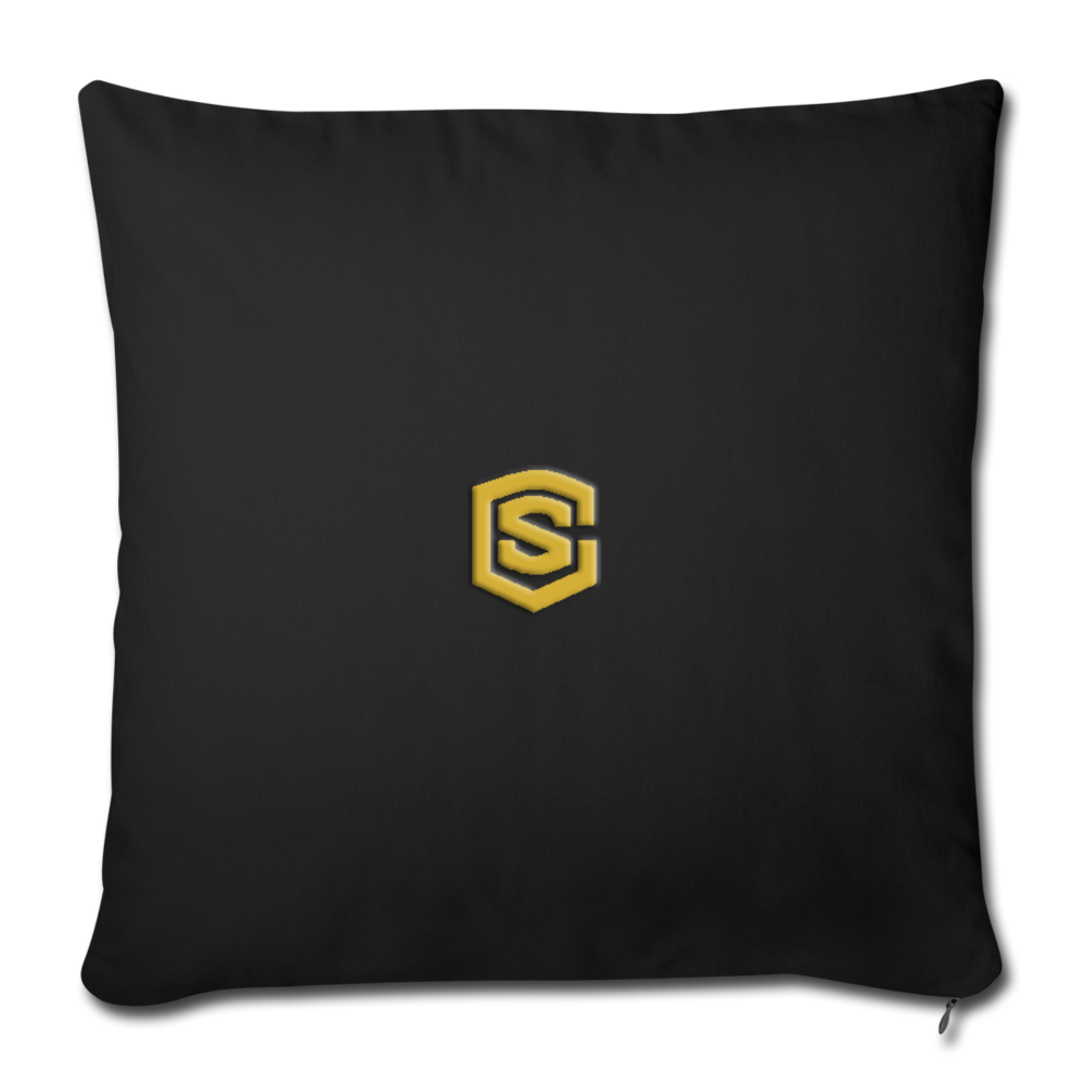 Throw Pillow Cover 18” x 18” WITH GOLD LOGO - black
