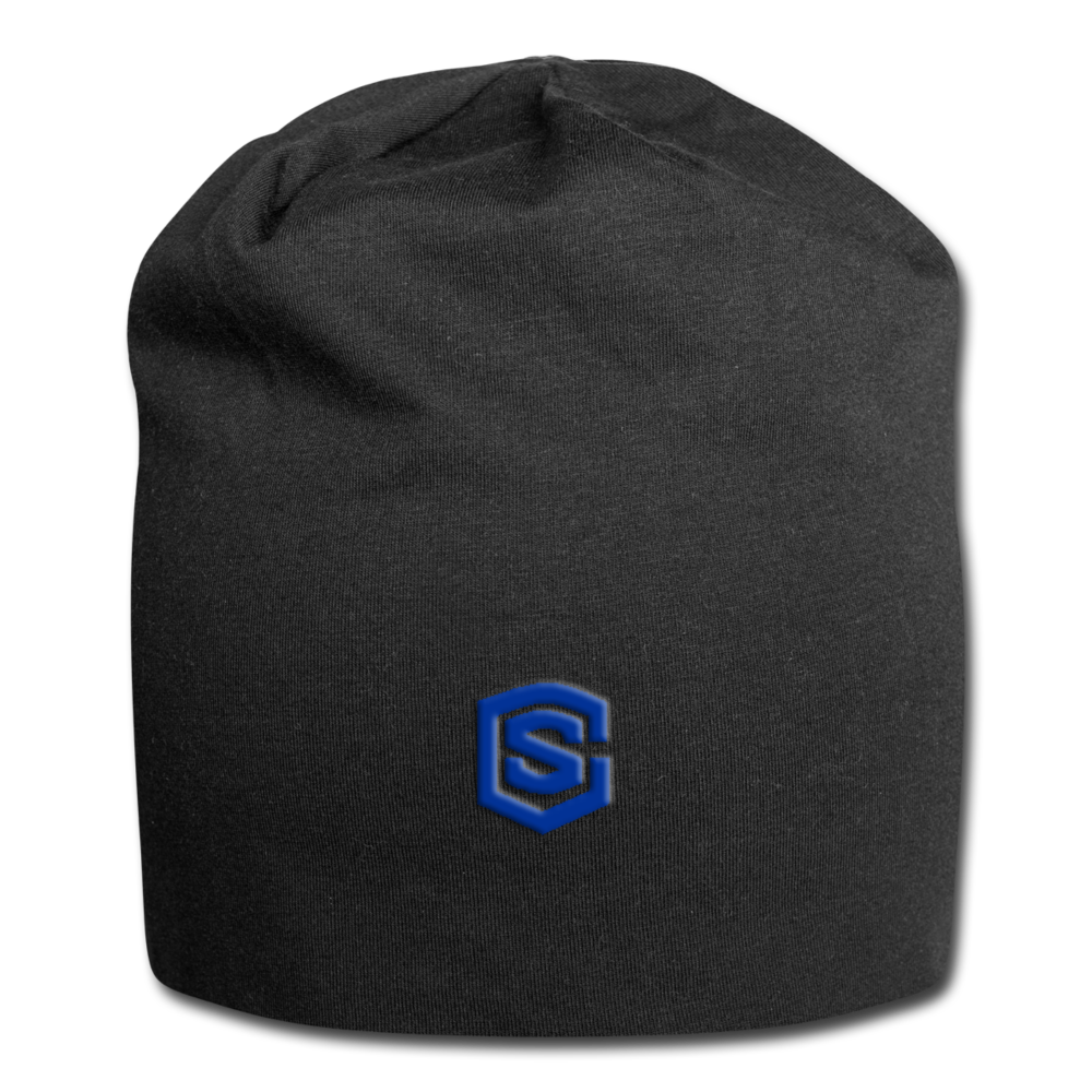 Jersey Beanie WITH BLUE LOGO - black