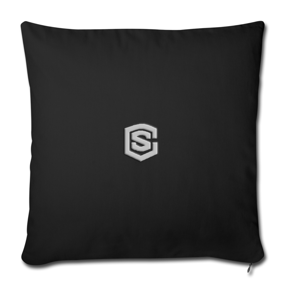Throw Pillow Cover 18” x 18” WITH SILIVER LOGO - black