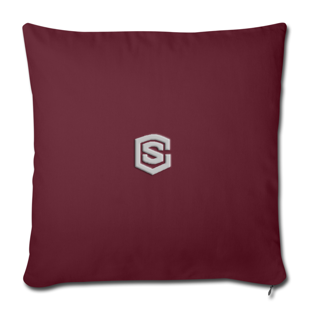 Throw Pillow Cover 18” x 18” WITH SILIVER LOGO - burgundy