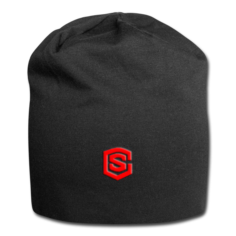 Jersey Beanie WITH RED LOGO - black