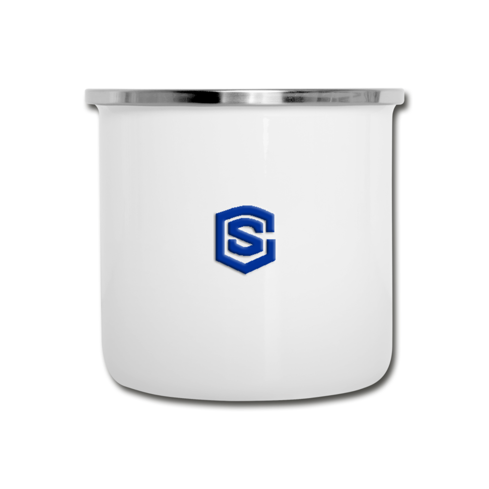 Camper Mug WITH BLUE LOGO - white