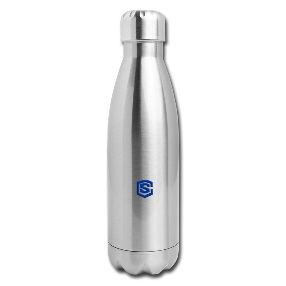 Insulated Stainless Steel Water Bottle WITH BLUE LOGO - silver