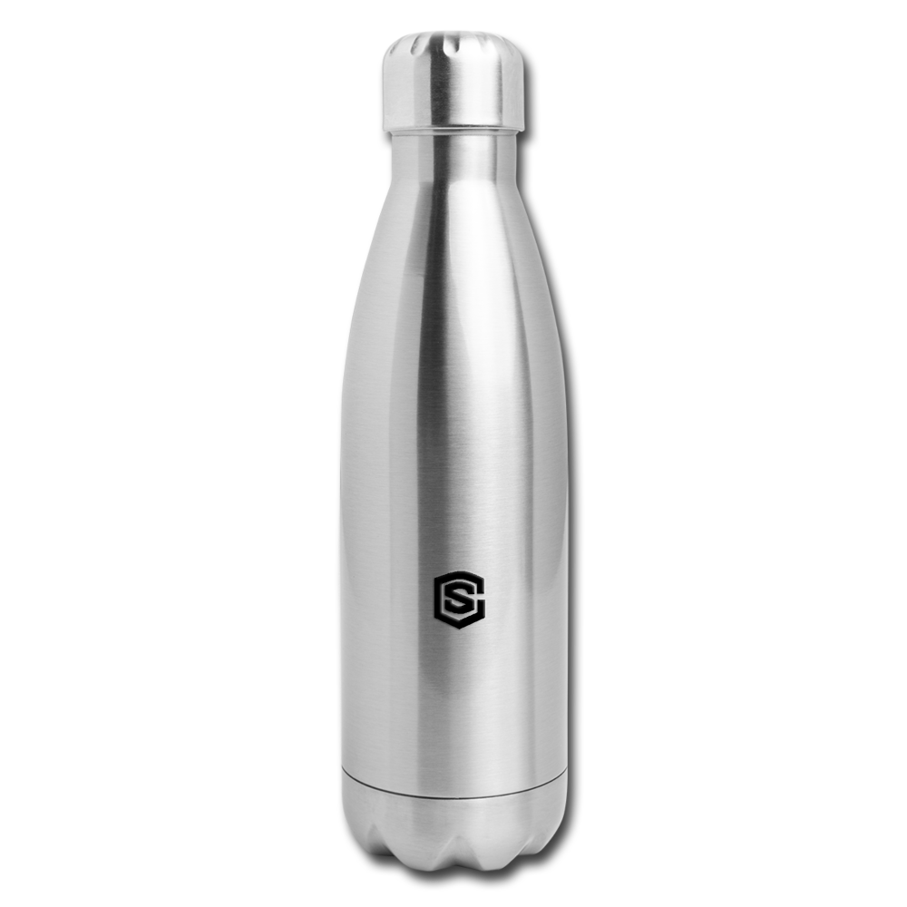 Insulated Stainless Steel Water Bottle WITH BLACK LOGO - silver