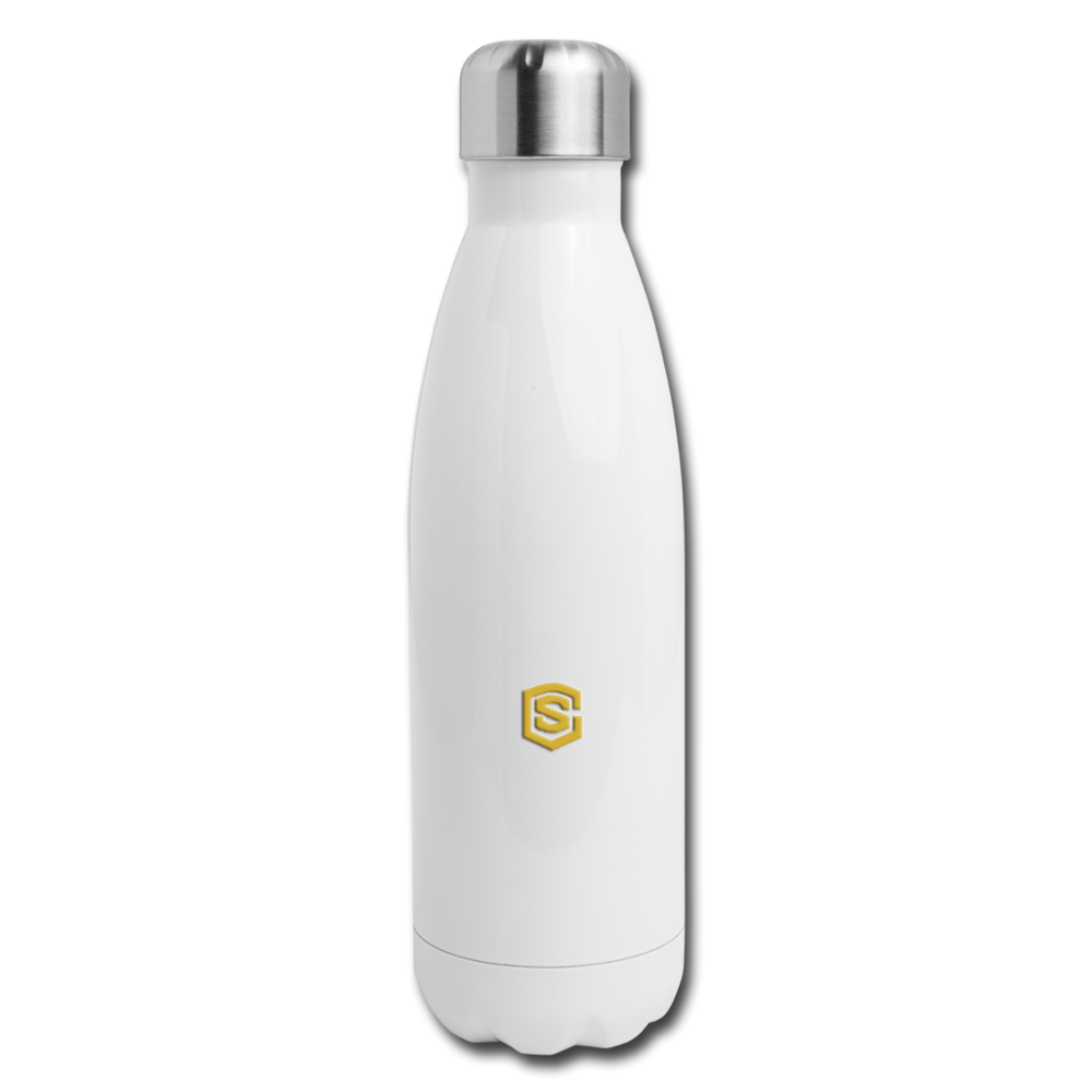 Insulated Stainless Steel Water Bottle WITH GOLD LOGO - white