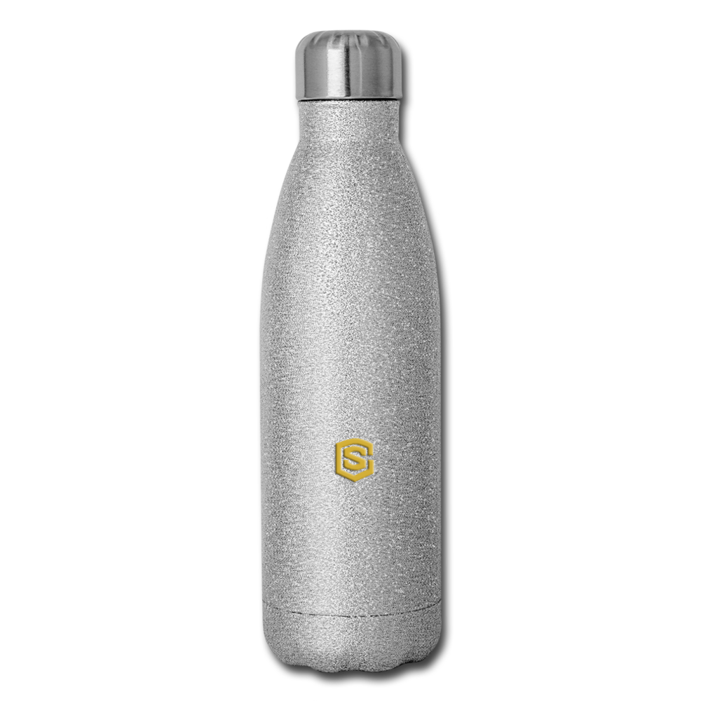 Insulated Stainless Steel Water Bottle WITH GOLD LOGO - silver glitter