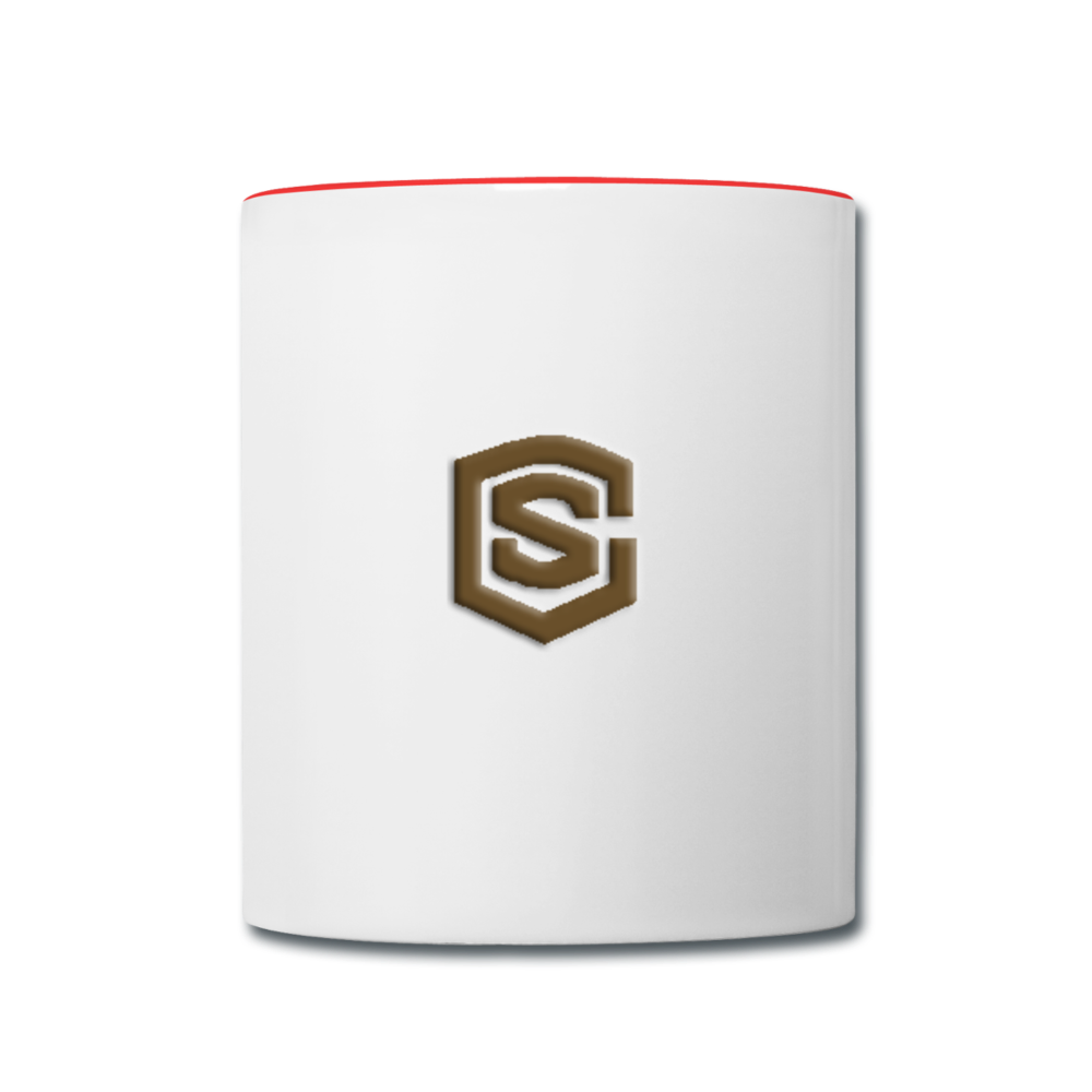 Contrast Coffee Mug WITH BROWN LOGO - white/red