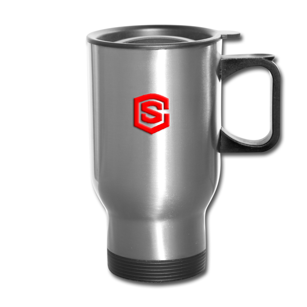 Travel Mug WITH RED LOGO - silver