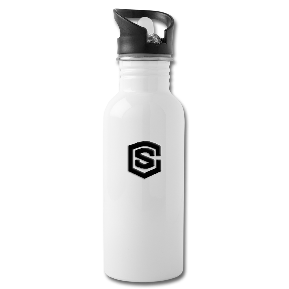 Water Bottle WITH BLACK LOGO - white