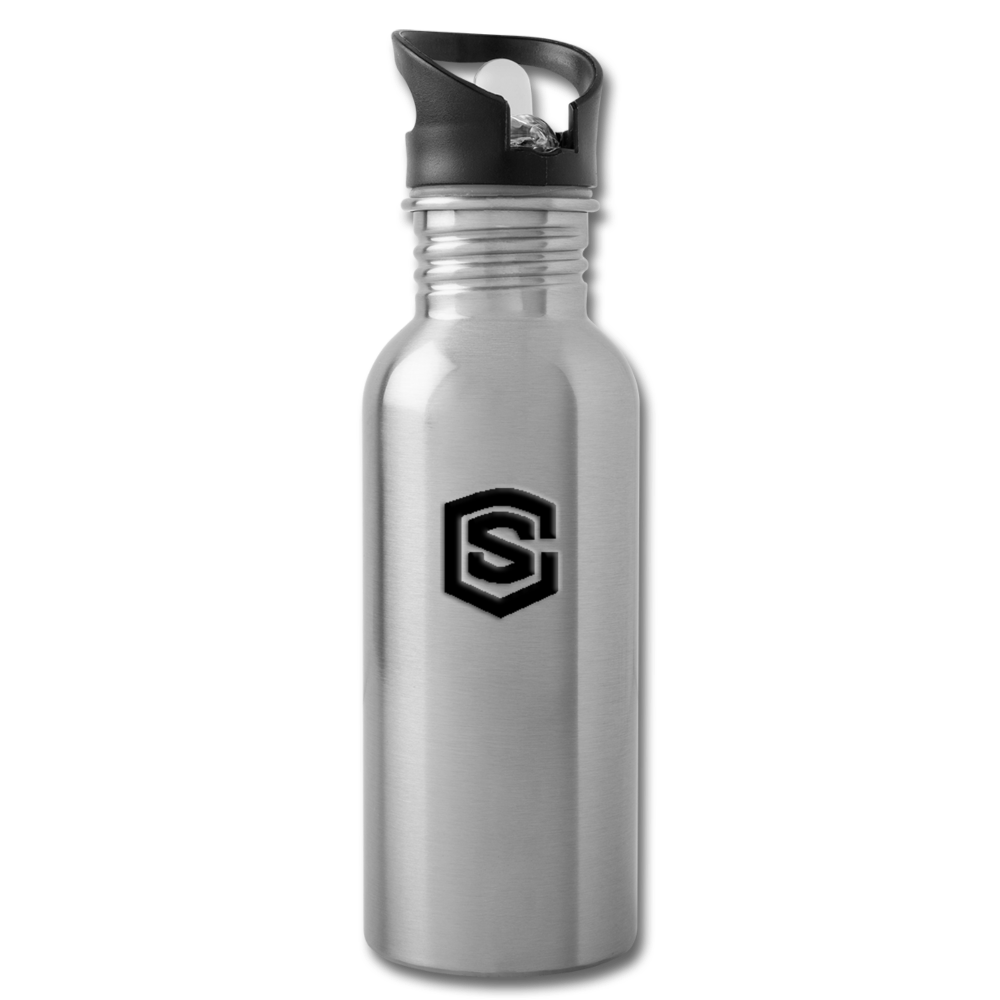 Water Bottle WITH BLACK LOGO - silver