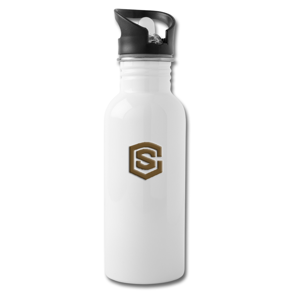 Water Bottle WITH BROWN LOGO - white