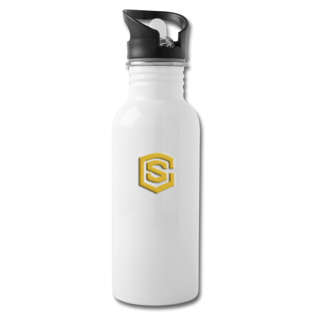 Water Bottle WITH GOLD LOGO - white