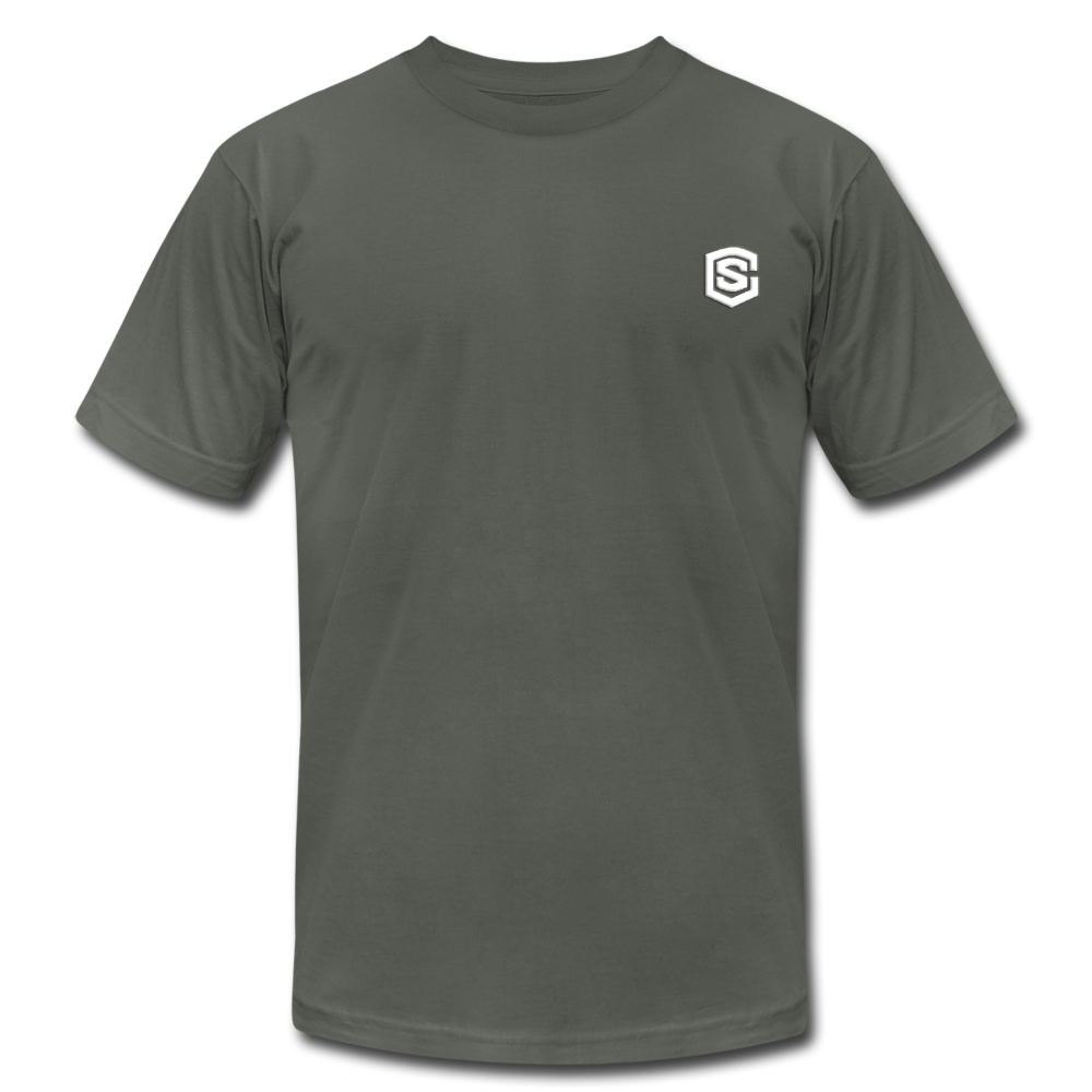 Unisex Jersey T-Shirt by Bella + Canvas WITH WHITE LOGO - asphalt