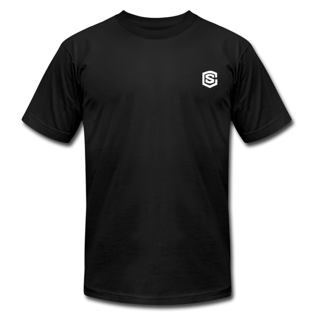 Unisex Jersey T-Shirt by Bella + Canvas WITH WHITE LOGO - black