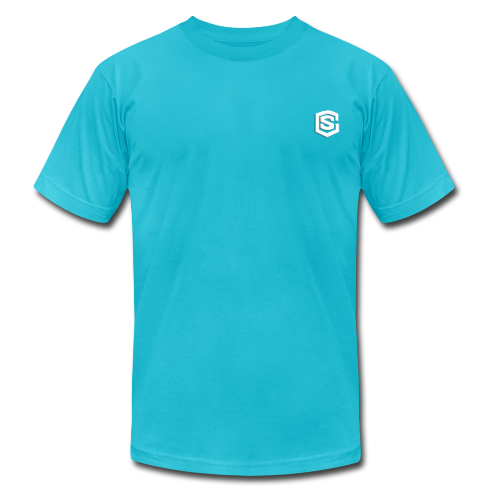 Unisex Jersey T-Shirt by Bella + Canvas WITH WHITE LOGO - turquoise