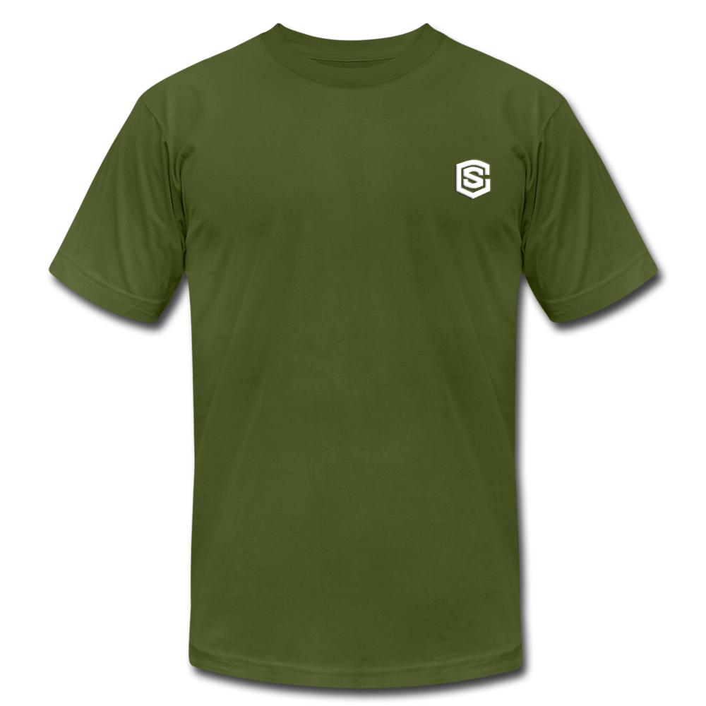 Unisex Jersey T-Shirt by Bella + Canvas WITH WHITE LOGO - olive
