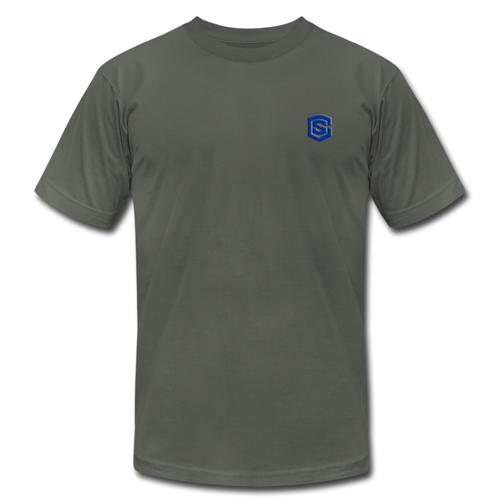 Unisex Jersey T-Shirt by Bella + Canvas WITH BLUE LOGO - asphalt